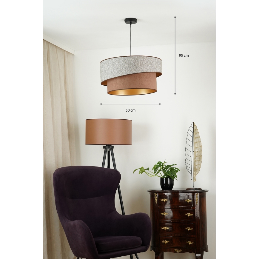 Brilagi - Luster na sajli VEGAS SHINE 1xE27/15W/230V pr. 50 cm siva/smeđa