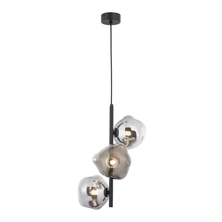 Brilagi - Luster na sajli VULCANO 3xG9/8W/230V crna/zadimljeno staklo