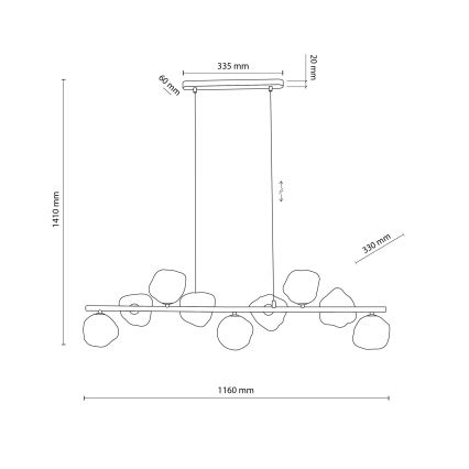 Brilagi - Luster na sajli VULCANO 9xG9/8W/230V smeđa/dimno bež