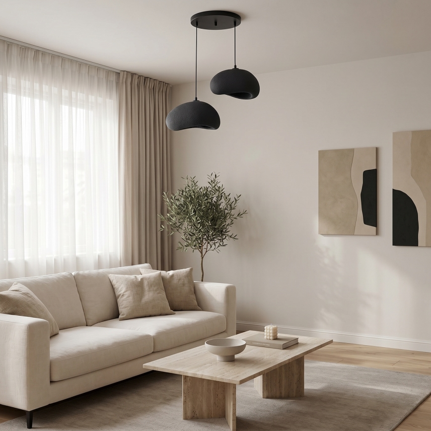 Brilagi - Luster na sajli WABI SABI 2xE27/40W/230V Ø 60 cm crna