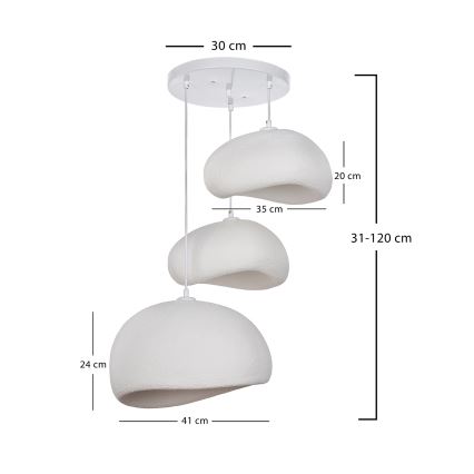 Brilagi - luster na sajli WABI SABI 3xE27/40W/230V promjer 76 cm bijela
