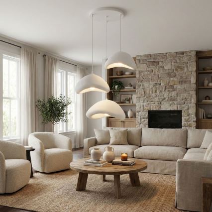 Brilagi - Luster na sajli WABI SABI 3xE27/40W/230V promjer 82 cm bijela