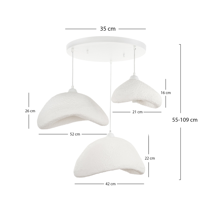 Brilagi - Luster na sajli WABI SABI 3xE27/40W/230V promjer 82 cm bijela