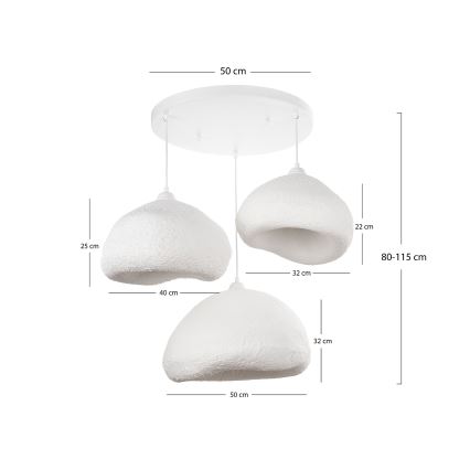 Brilagi - Luster na sajli WABI SABI 3xE27/40W/230V Ø 82 cm bijela