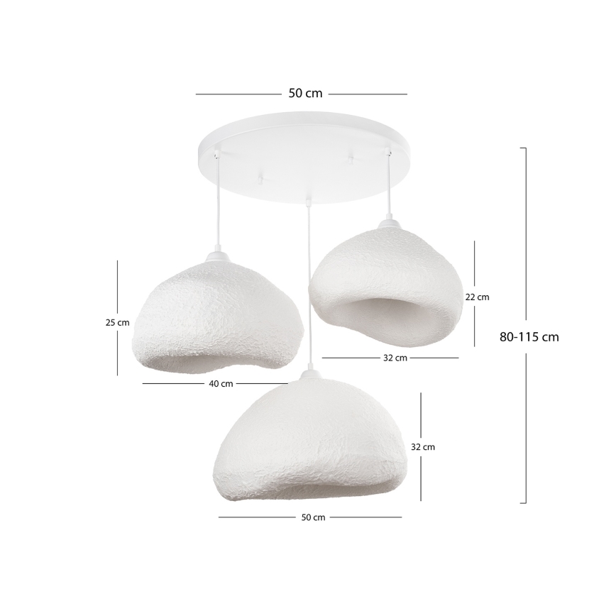 Brilagi - Luster na sajli WABI SABI 3xE27/40W/230V Ø 82 cm bijela
