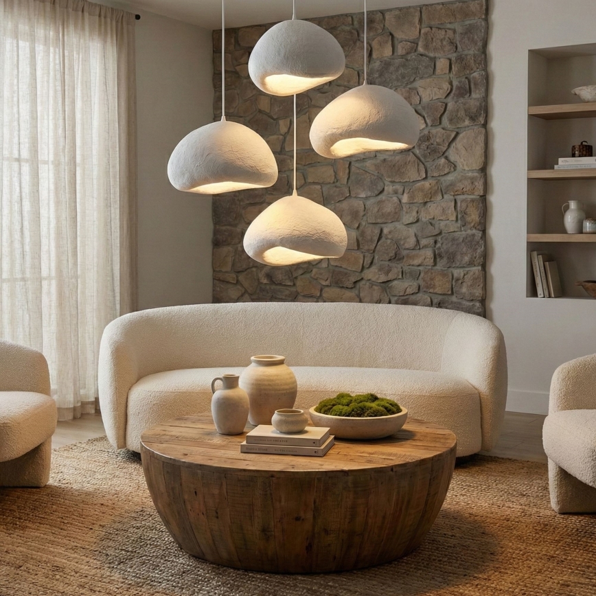 Brilagi - Luster na sajli WABI SABI 4xE27/40W/230V promjer 95 cm bijela