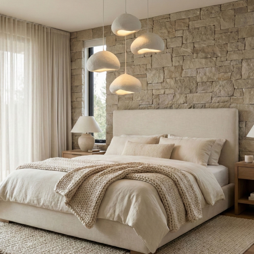 Brilagi - Luster na sajli WABI SABI 4xE27/40W/230V promjer 95 cm bijela