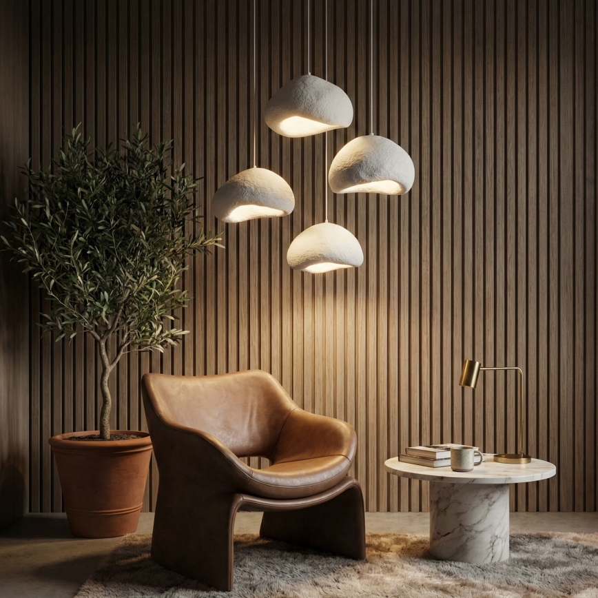 Brilagi - Luster na sajli WABI SABI 4xE27/40W/230V promjer 95 cm bijela