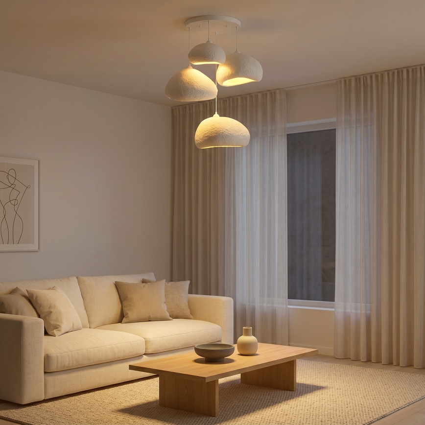 Brilagi - Luster na sajli WABI SABI 4xE27/40W/230V promjer 95 cm bijela