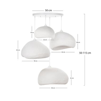Brilagi - Luster na sajli WABI SABI 4xE27/40W/230V promjer 95 cm bijela