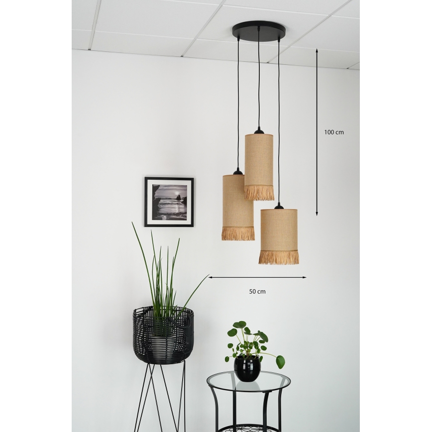 Brilagi - Luster na sajli WINNETOU TUBES 3xE27/15W/230V smeđa/crna