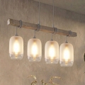 Brilagi - Luster na sajli WOOD GLASS 4xE27/60W/230V borovina/siva/bijela