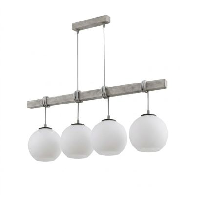 Brilagi - Luster na sajli WOOD GLASS 4xE27/60W/230V borovina/siva/bijela