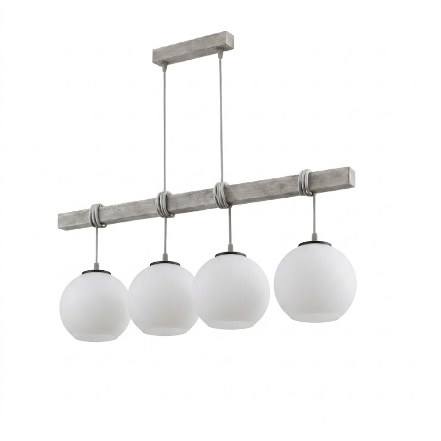 Brilagi - Luster na sajli WOOD GLASS 4xE27/60W/230V borovina/siva/bijela