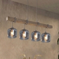 Brilagi - Luster na sajli WOOD GLASS 4xE27/60W/230V borovina/siva/dimljeno siva