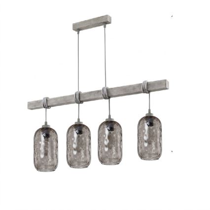 BRILAGI - Viseći luster na sajli WOOD GLASS 4xE27/60W/230V borovina/siva/zadimljeno siva
