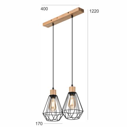Brilagi - Luster na sajli WOODY BASKET 2xE27/60W/230V hrast
