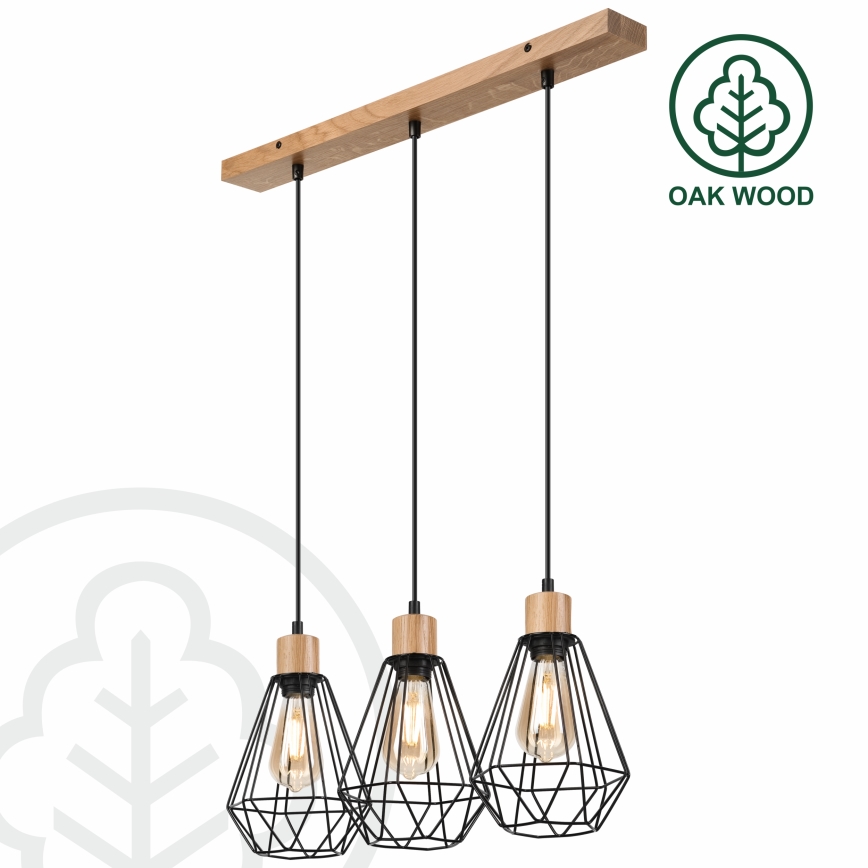 Brilagi - Luster na sajli WOODY BASKET 3xE27/60W/230V hrast