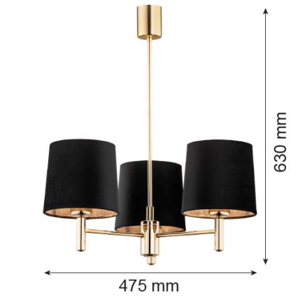 Brilagi - Luster na šipci MONTE 3xE27/15W/230V crna/zlatna