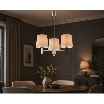 Brilagi - Luster na šipci MONTE 3xE27/60W/230V bež/sjajni krom