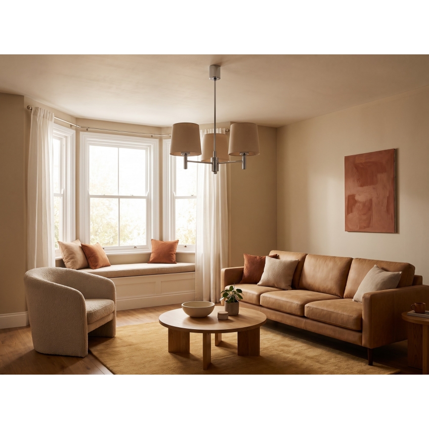 Brilagi - Luster na šipci MONTE 3xE27/60W/230V bež/sjajni krom