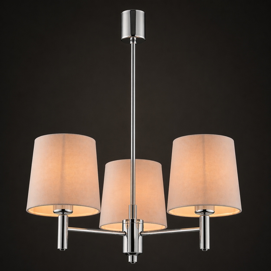 Brilagi - Luster na šipci MONTE 3xE27/60W/230V bež/sjajni krom