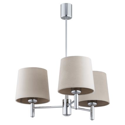 Brilagi - Luster na šipci MONTE 3xE27/60W/230V bež/sjajni krom