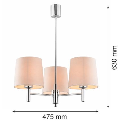 Brilagi - Luster na šipci MONTE 3xE27/60W/230V bež/sjajni krom