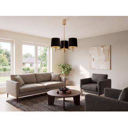 Brilagi - Luster na šipci MONTE 3xE27/60W/230V crna/zlatna