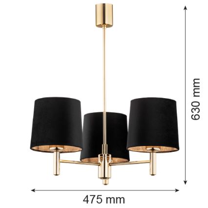 Brilagi - Luster na šipci MONTE 3xE27/60W/230V crna/zlatna