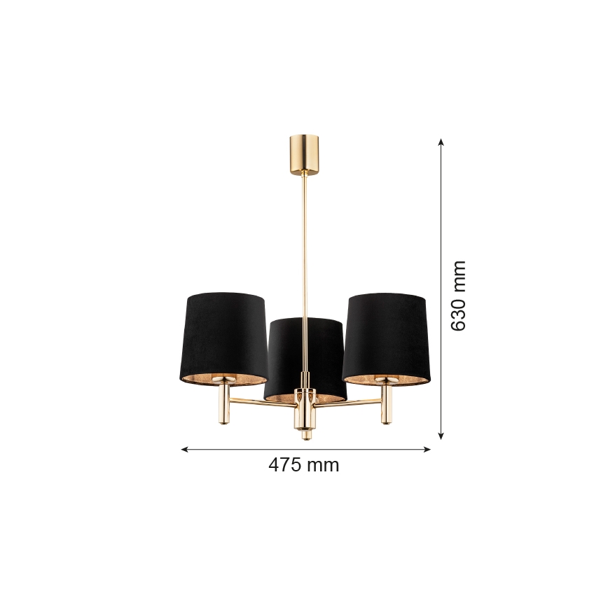 Brilagi - Luster na šipci MONTE 3xE27/60W/230V crna/zlatna