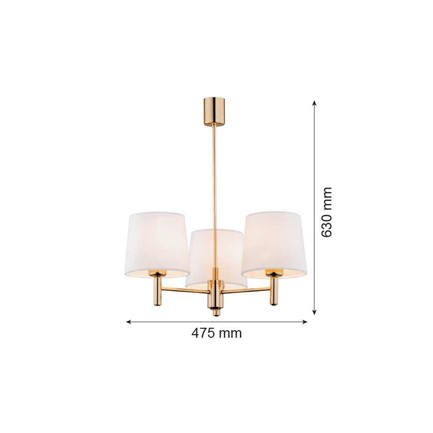 Brilagi - Luster na šipci MONTE 3xE27/60W/230V krem/zlatna