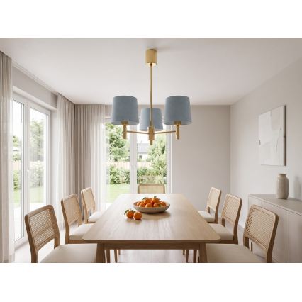 Brilagi - Luster na šipci MONTE 3xE27/60W/230V plava/zlatna