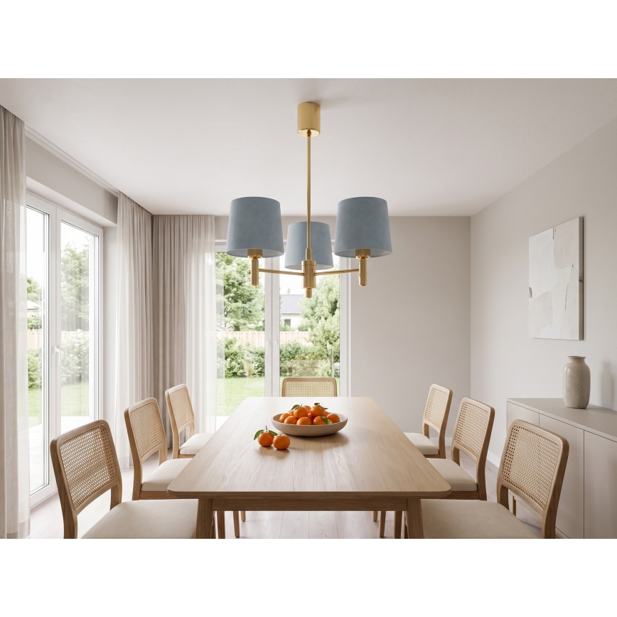 Brilagi - Luster na šipci MONTE 3xE27/60W/230V plava/zlatna