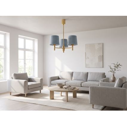 Brilagi - Luster na šipci MONTE 3xE27/60W/230V plava/zlatna