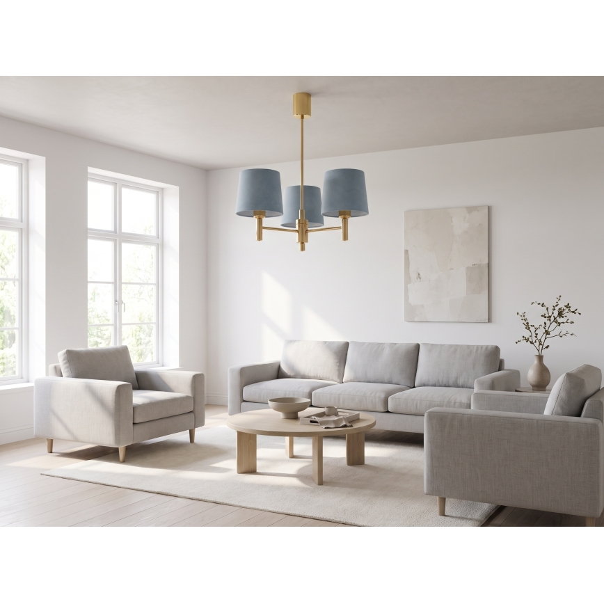 Brilagi - Luster na šipci MONTE 3xE27/60W/230V plava/zlatna