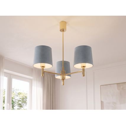 Brilagi - Luster na šipci MONTE 3xE27/60W/230V plava/zlatna