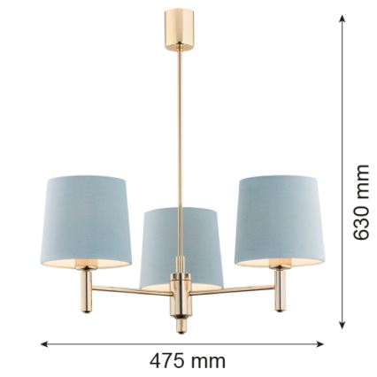 Brilagi - Luster na šipci MONTE 3xE27/60W/230V plava/zlatna