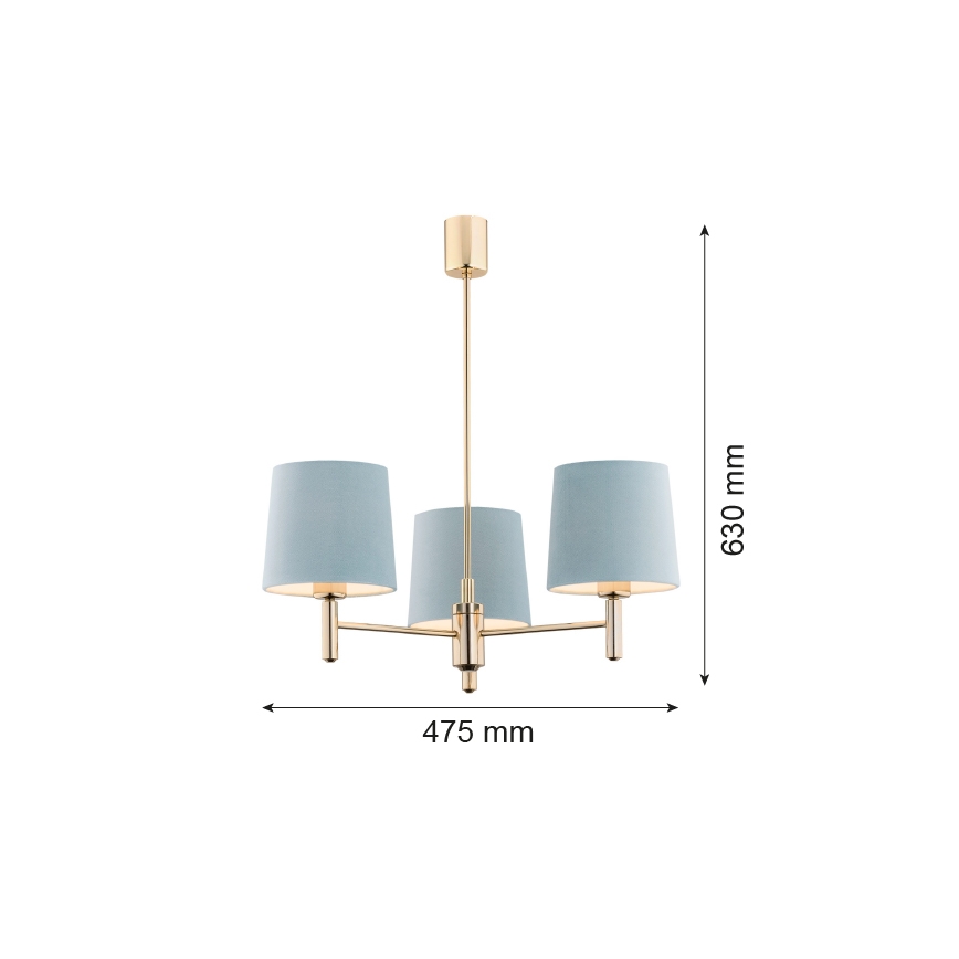Brilagi - Luster na šipci MONTE 3xE27/60W/230V plava/zlatna