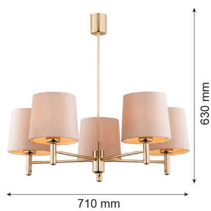 Brilagi - Luster na šipci MONTE 5xE27/15W/230V bež/zlatna