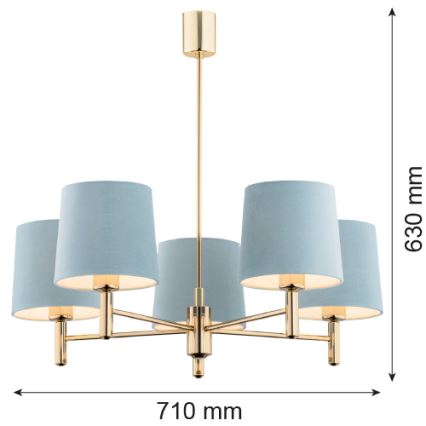 Brilagi - Luster na šipci MONTE 5xE27/15W/230V plava/zlatna