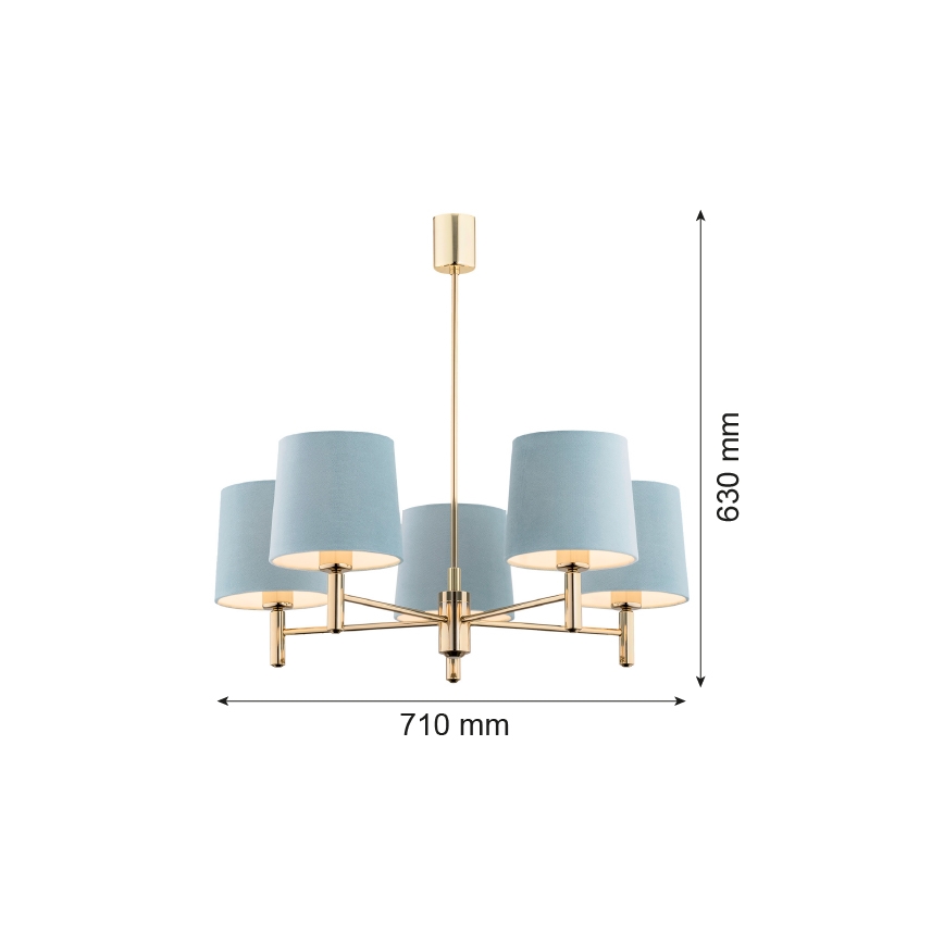 Brilagi - Luster na šipci MONTE 5xE27/15W/230V plava/zlatna