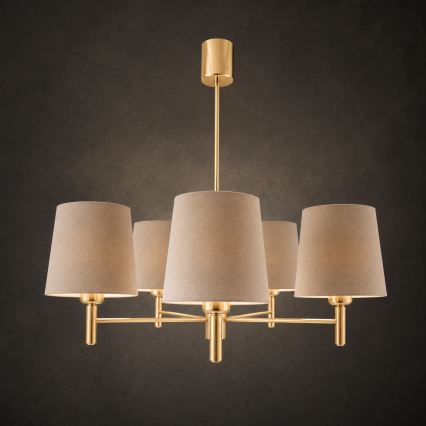BRILAGI - Luster na šipci MONTE 5xE27/60W/230V bež/zlatna