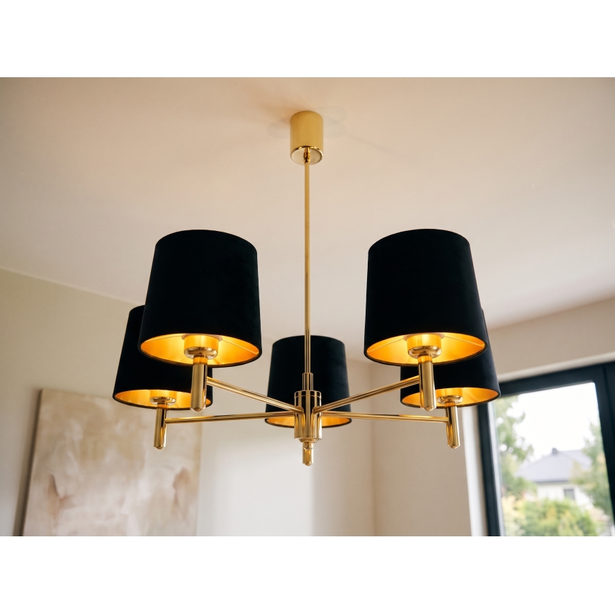 Brilagi - Luster na šipci MONTE 5xE27/60W/230V crna/zlatna