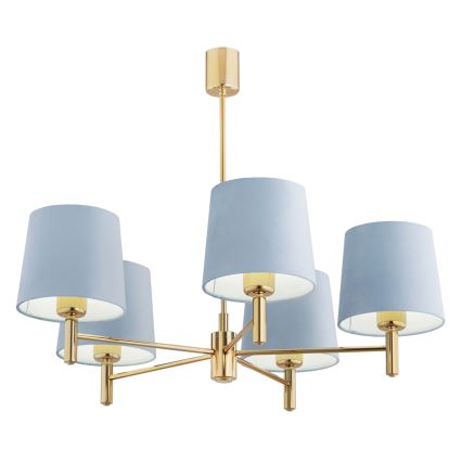 BRILAGI - Luster na šipci MONTE 5xE27/60W/230V plava/zlatna