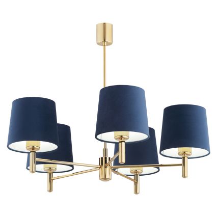 Brilagi - Luster na šipci MONTE 5xE27/60W/230V plava/zlatna