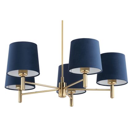Brilagi - Luster na šipci MONTE 5xE27/60W/230V plava/zlatna