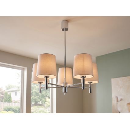 Brilagi - Luster na stalku MONTE 5xE27/60W/230V bež/sjajni krom