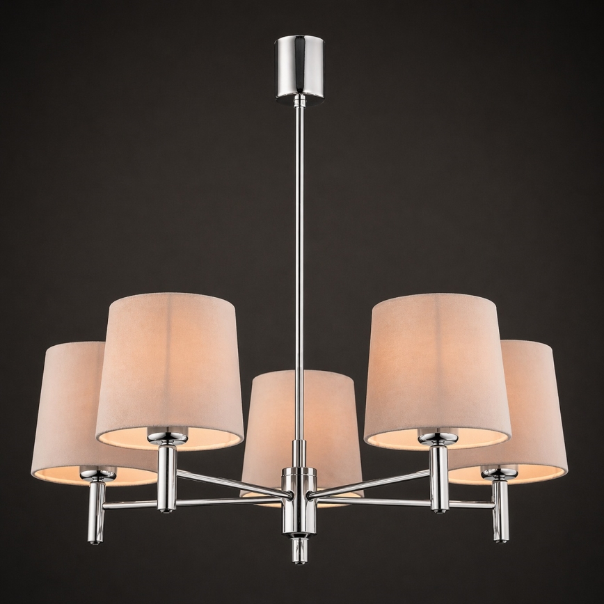 Brilagi - Luster na stalku MONTE 5xE27/60W/230V bež/sjajni krom