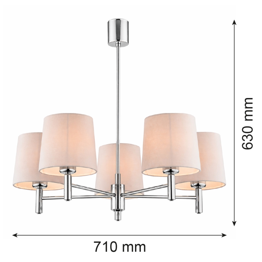 Brilagi - Luster na stalku MONTE 5xE27/60W/230V bež/sjajni krom